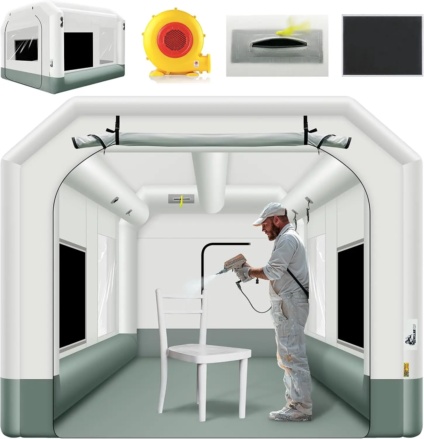 Inflatable Paint Booth - 13x10x8Ft Opblaasbare Spuitcabine Tent met 550W