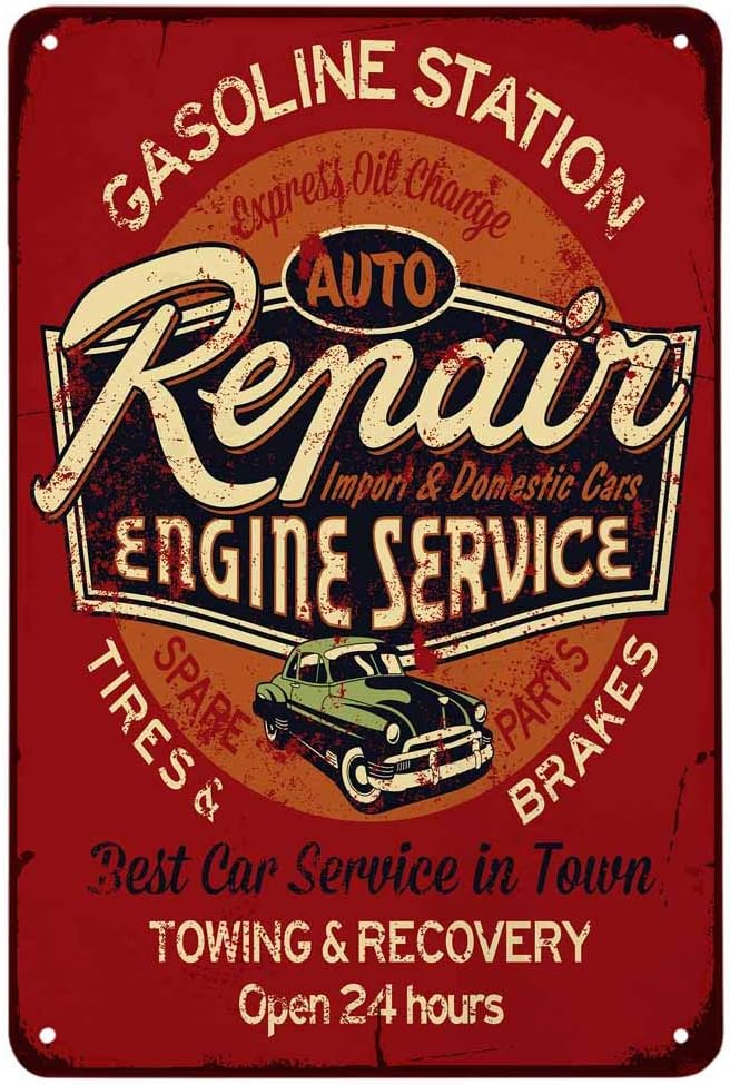 Auto Repair Shop Hours - Auto Reparatie Motor Service Tin Bord,