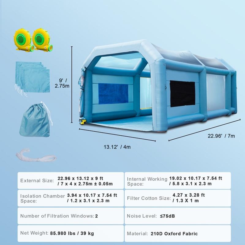 Opblaasbare spuitcabine, 23x13 - Inflatable Paint Booth recensie en prijs